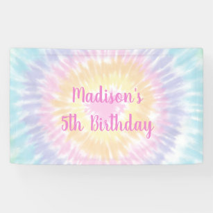 Tie Dye Pastel Rainbow Boho Hippie Birthday Banner