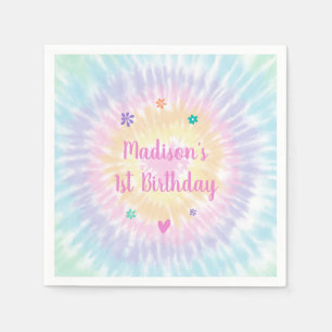Tie Dye Pastel Rainbow Boho Hippie Birthday Napkins