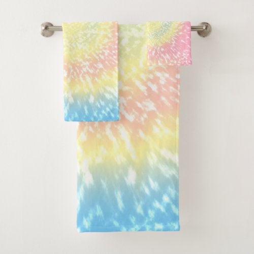 Tie Dye Pastel Swirl Bath Towel Set