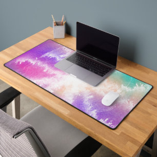 Tie Dye Pastel Watercolor Pink Orange Teal Purple Desk Mat