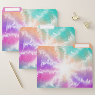 Tie Dye Pastel Watercolor Pink Orange Teal Purple File Folder