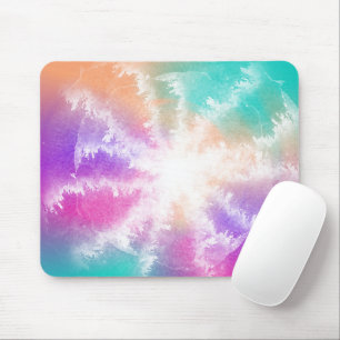 Tie Dye Pastel Watercolor Pink Orange Teal Purple Mouse Pad