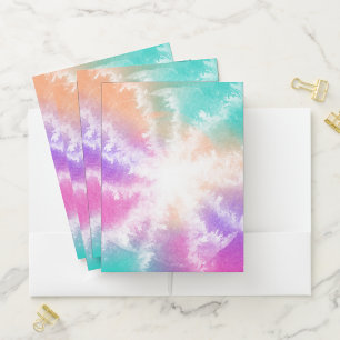 Tie Dye Pastel Watercolor Pink Orange Teal Purple Pocket Folder