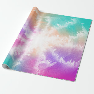 Tie Dye Pastel Watercolor Pink Orange Teal Purple Wrapping Paper
