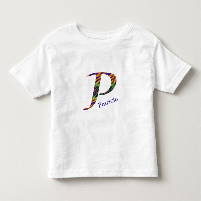 Tie-Dye Pattern Bright Retro Letter P Monogram Toddler T-shirt (Front)