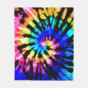 Tie dye pattern. Hand drawn rainbow shibori. Ink t Fleece Blanket