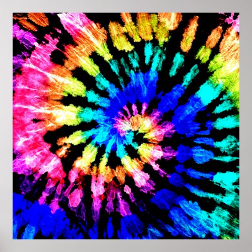 Tie dye pattern Hand drawn rainbow shibori Ink t Poster