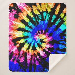 Tie dye pattern. Hand drawn rainbow shibori. Ink t Sherpa Blanket