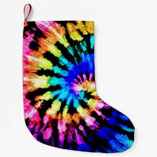 Tie dye pattern. Hand drawn rainbow shibori. Ink t Small Christmas Stocking