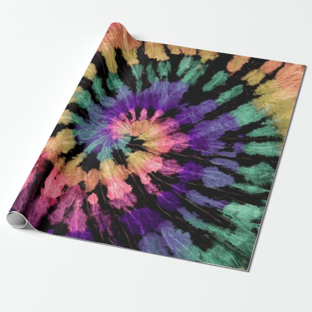 Tie dye pattern. Hand drawn rainbow shibori. Ink t Wrapping Paper (Unrolled)