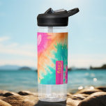 Tie Dye Pattern Hot Pink Orange Teal - custom name Water Bottle<br><div class="desc">A bold, colorful design with grateful shades of hot pink, orange and aqua blue with a fun color block to add your name or any text. The crazy tie dye pattern has a variety of colors. You can add a name, monogram or other custom text. If you need to move...</div>