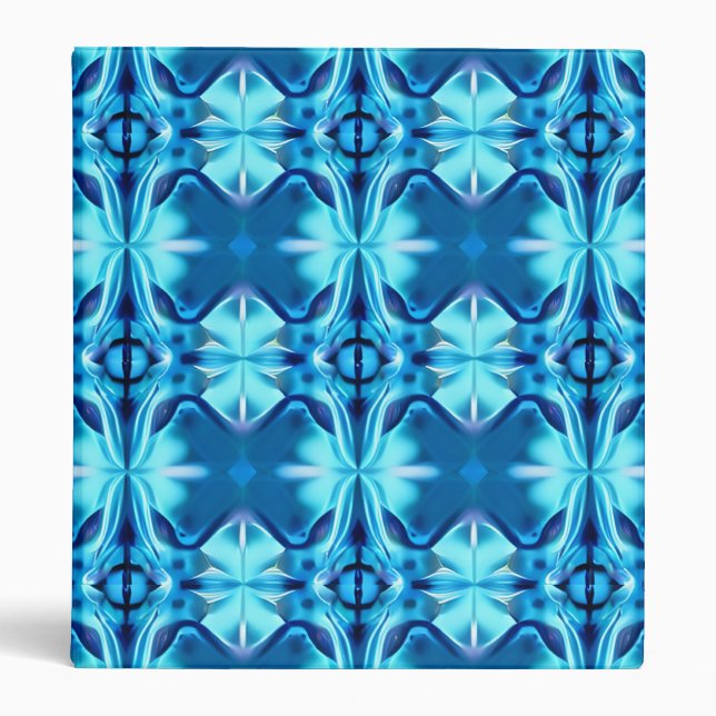 Tie Dye Pattern in Indigo and Ice Blue 3 Ring Binder (Front)