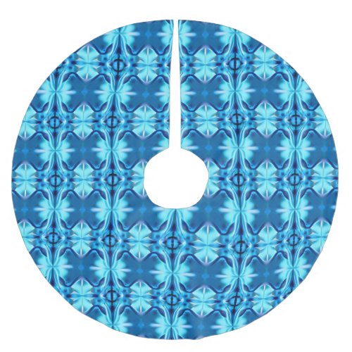 Tie Dye Pattern in Indigo and Ice Blue Brushed Polyester Tree Skirt