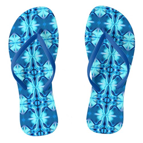 Tie Dye Pattern in Indigo and Ice Blue Flip Flops