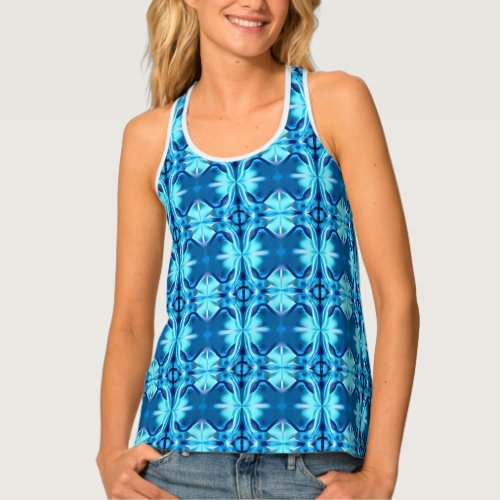 Tie Dye Pattern in Indigo and Ice Blue Tank Top