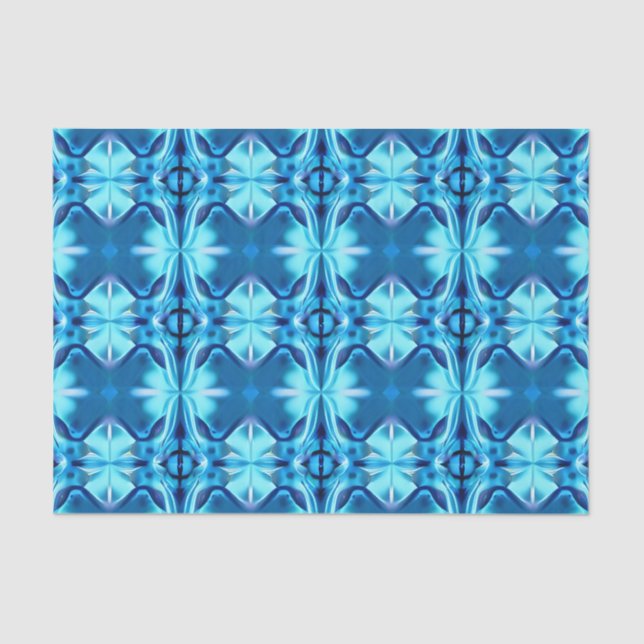 Tie Dye Pattern in Indigo and Ice Blue Tissue Paper (Front)