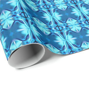 Tie Dye Pattern in Indigo and Ice Blue Wrapping Paper