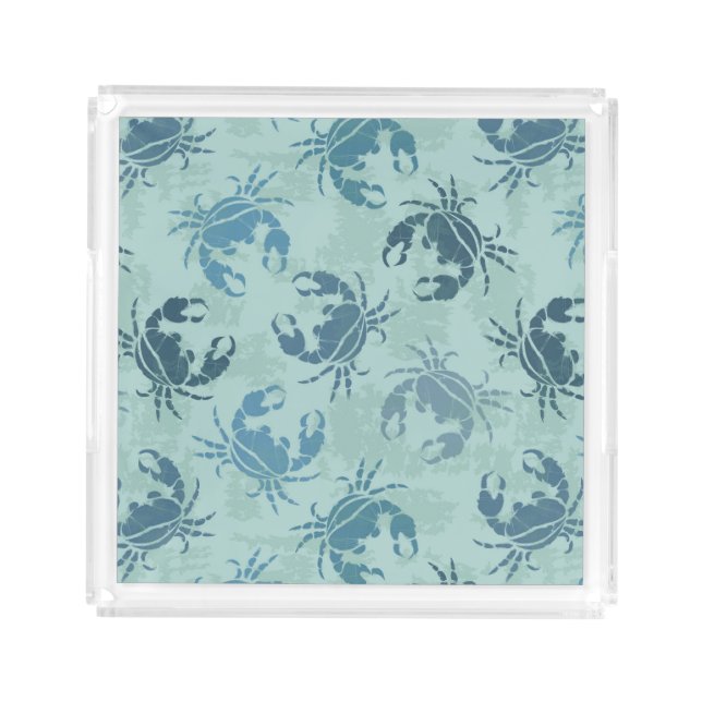Tie Dye Pattern Of Crabs Acrylic Tray (Front)