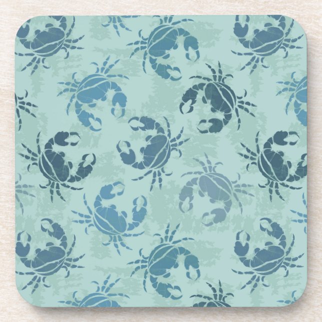 Tie Dye Pattern Of Crabs Coaster (Front)
