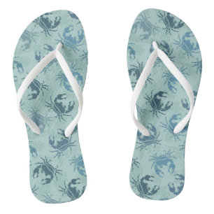 Tie Dye Pattern Of Crabs Flip Flops