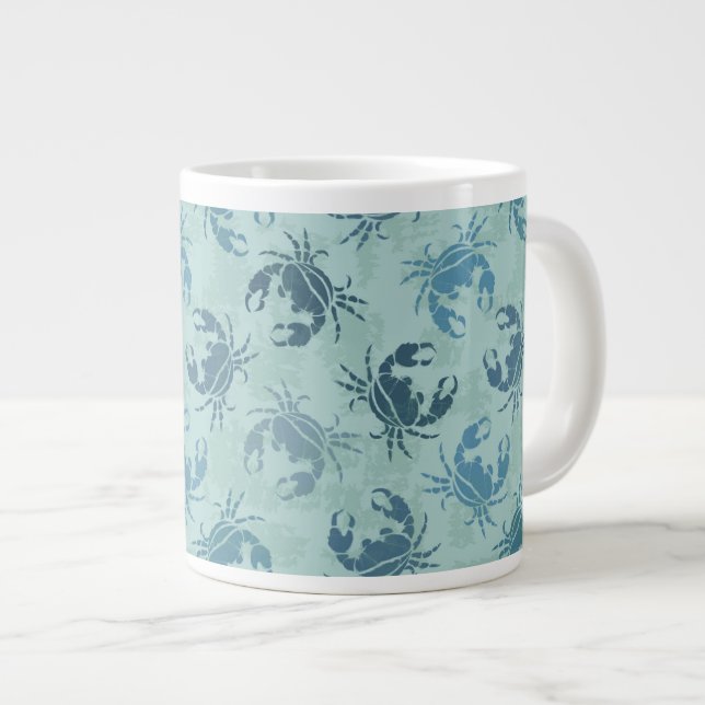 Tie Dye Pattern Of Crabs Giant Coffee Mug (Front Right)
