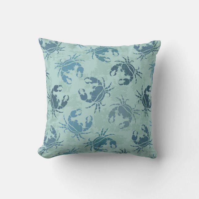 Tie Dye Pattern Of Crabs Throw Pillow (Front)