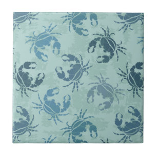 Tie Dye Pattern Of Crabs Tile