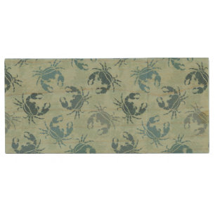 Tie Dye Pattern Of Crabs Wood USB Flash Drive