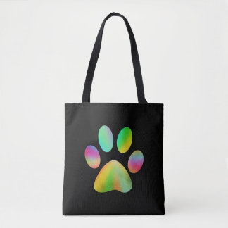 Tie Dye Paw Print Tote Bag