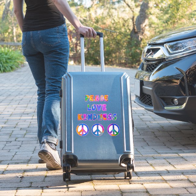 Tie-Dye Peace and Love Retro Sticker Sheet (Suitcase Insitu)