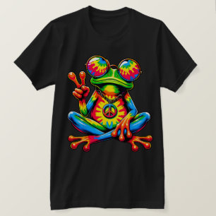 Tie-Dye Peace Frog Peace Sign Hippie T-Shirt