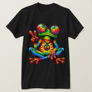 Tie-Dye Peace Frog Peace Sign Hippie T-Shirt
