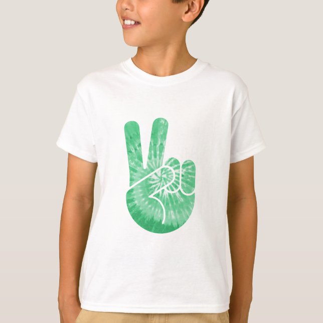 Tie Dye Peace Hand -grn T-Shirt (Front)