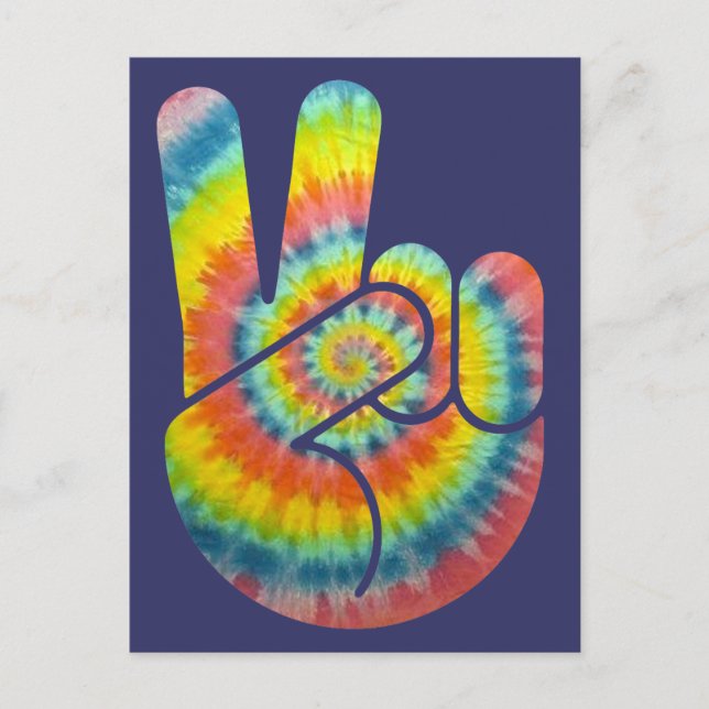 Tie Dye Peace Hand Postcard (Front)