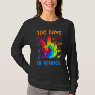 Tie dye peace hand sign 100 days of school 100th d T-Shirt