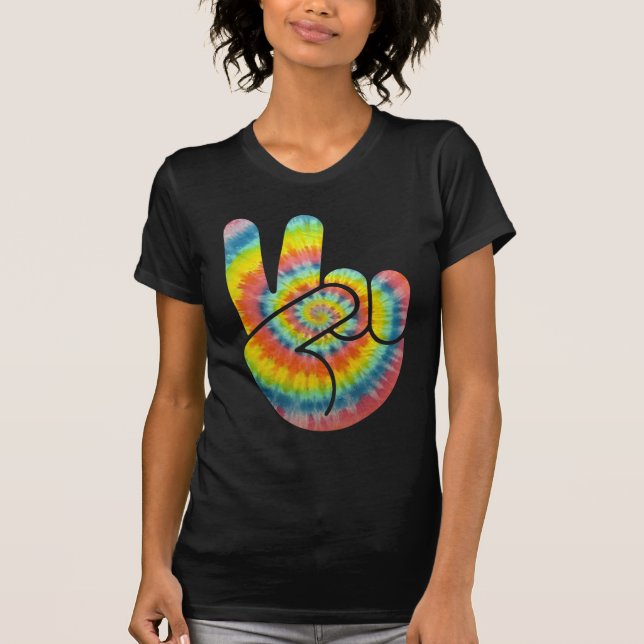 Tie Dye Peace Hand T-Shirt (Front)