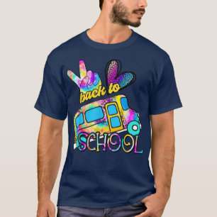 Tie Dye Peace Love School Bus Driver Cute Back To T-Shirt
