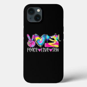 Tie Dye Peace Love Sew Funny Quilting Lover Quilte iPhone 13 Case