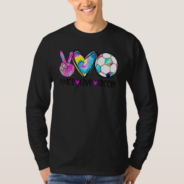 Tie Dye Peace Love Soccer Cute Design Heart Ball T-Shirt (Front)