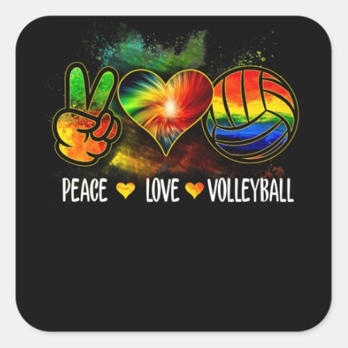 Tie Dye Peace Love Volleyball Volleyball Lover Square Sticker
