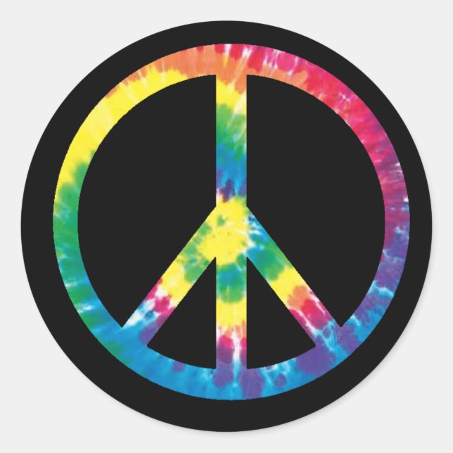 Tie dye peace sign 2 classic round sticker (Front)
