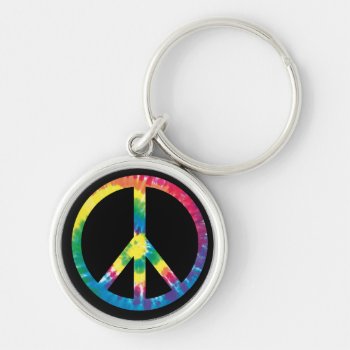 Tie Dye Peace Sign 2 Keychain by jricher1321 at Zazzle