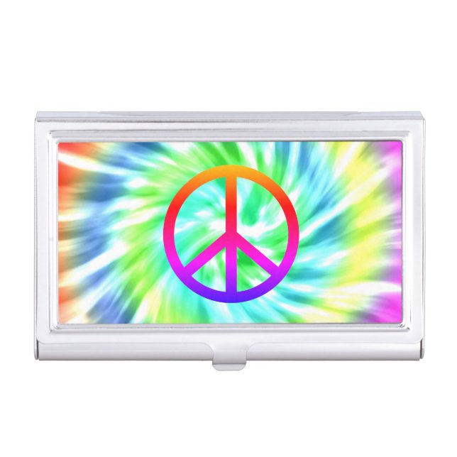 Tie Dye Peace Sign Business Card Holder Case (Front)