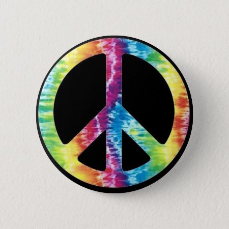Tie Dye Peace Sign Button