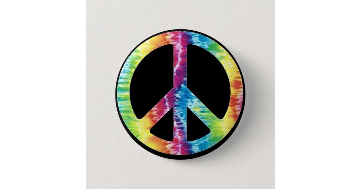 Tie Dye Peace Sign button | Zazzle