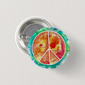 Tie Dye Peace Sign Button