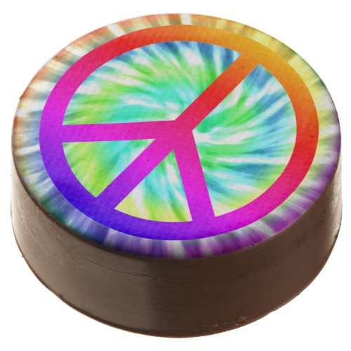 Tie Dye Peace Sign Chocolate Covered Oreo