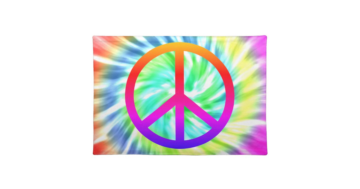 Tie Dye Peace Sign Cloth Placemat Zazzle 