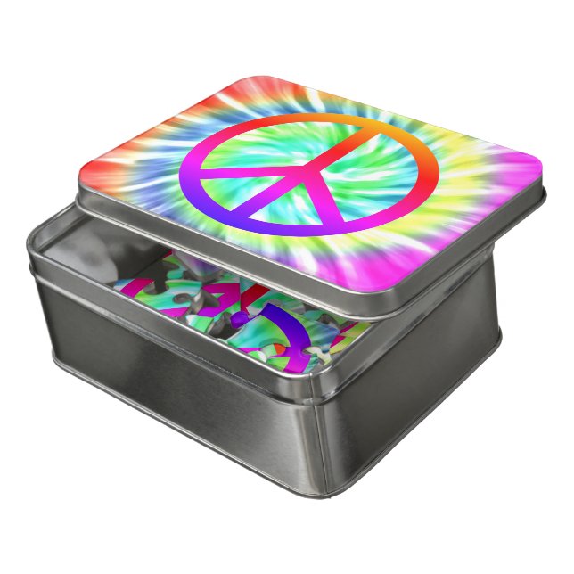 Tie Dye Peace Sign Design Acrylic Puzzle (Lid Open)
