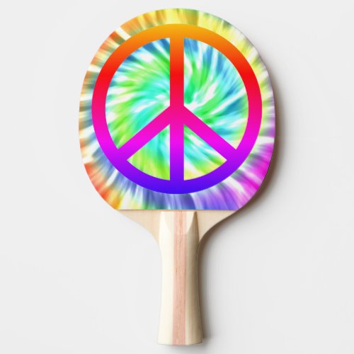 Tie Dye Peace Sign Design Ping Pong Paddle